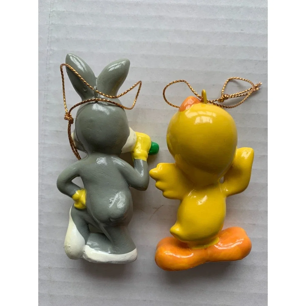 Vtg 1982 Warner Bros Christmas Ornaments LOT of 2 Tweety Bugs Bunny Paper Mache